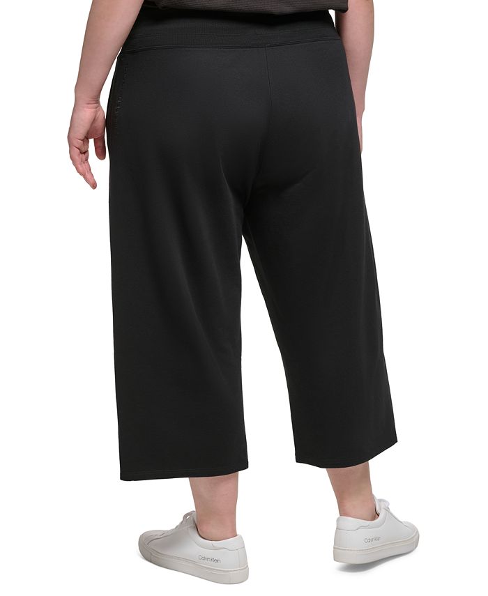 Plus Size Ribbed-Waistband Cropped Pants