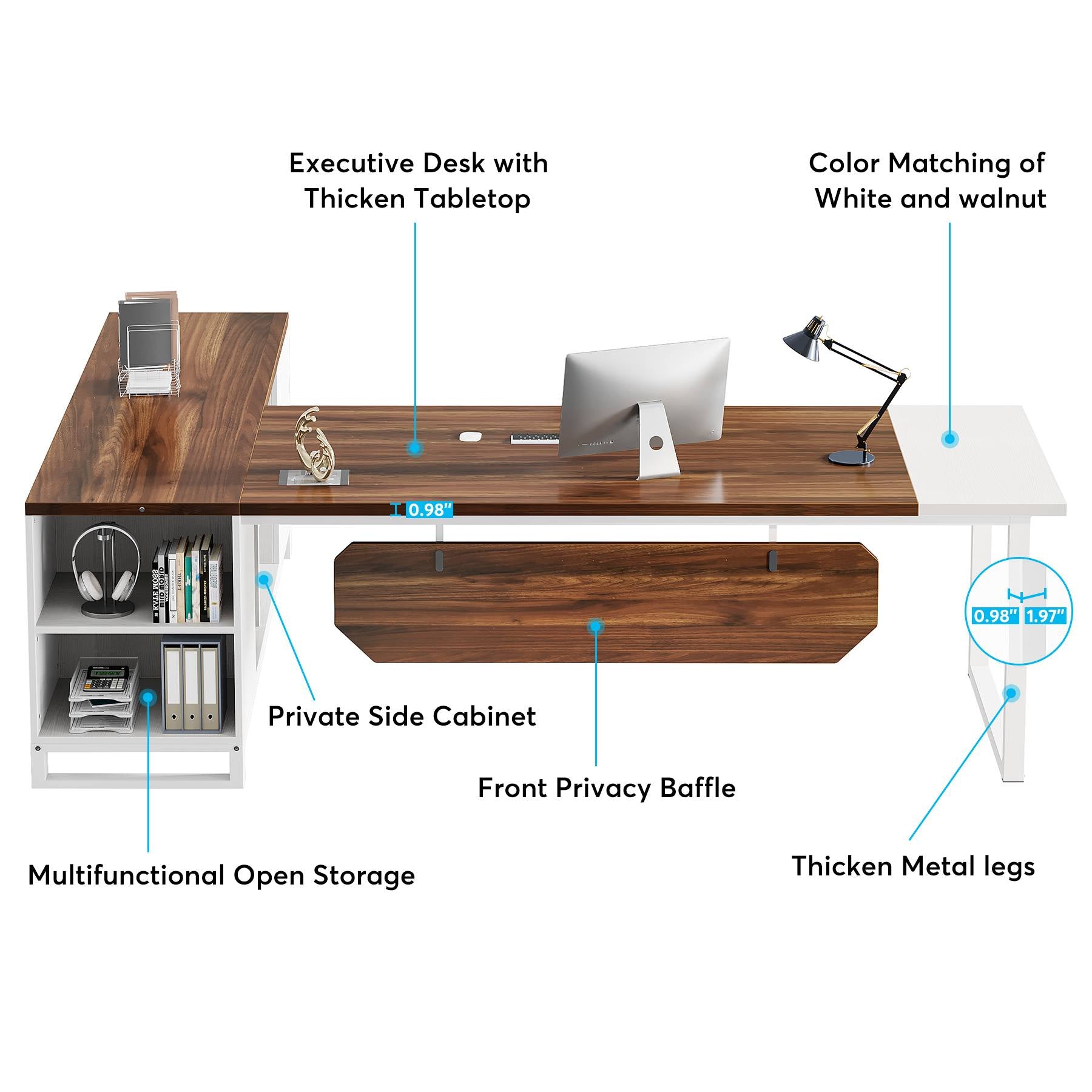 Large L-Shaped Desk, 70.87