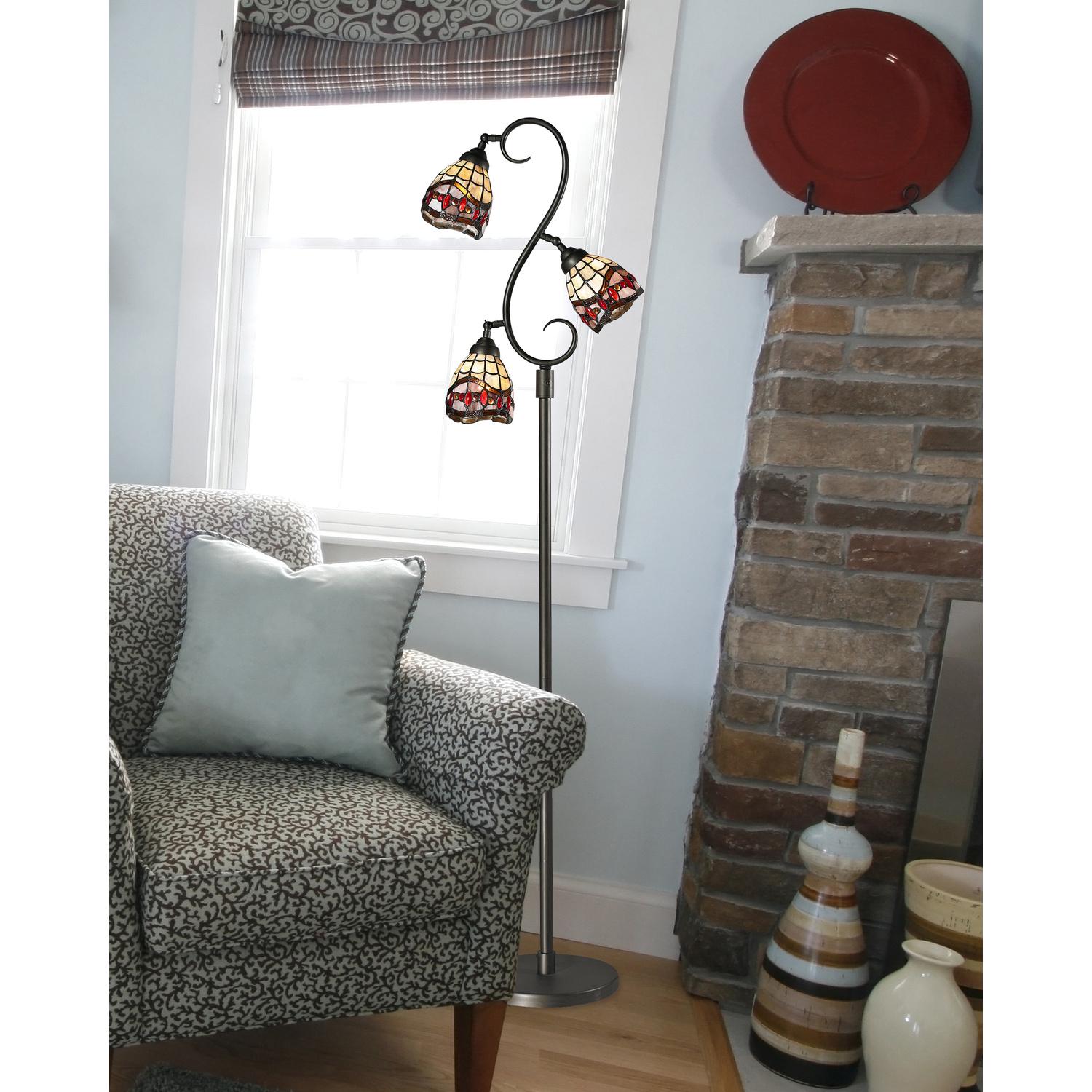 Fall River 3-Light Metal Floor Lamp in Tiffany Bronze Finish