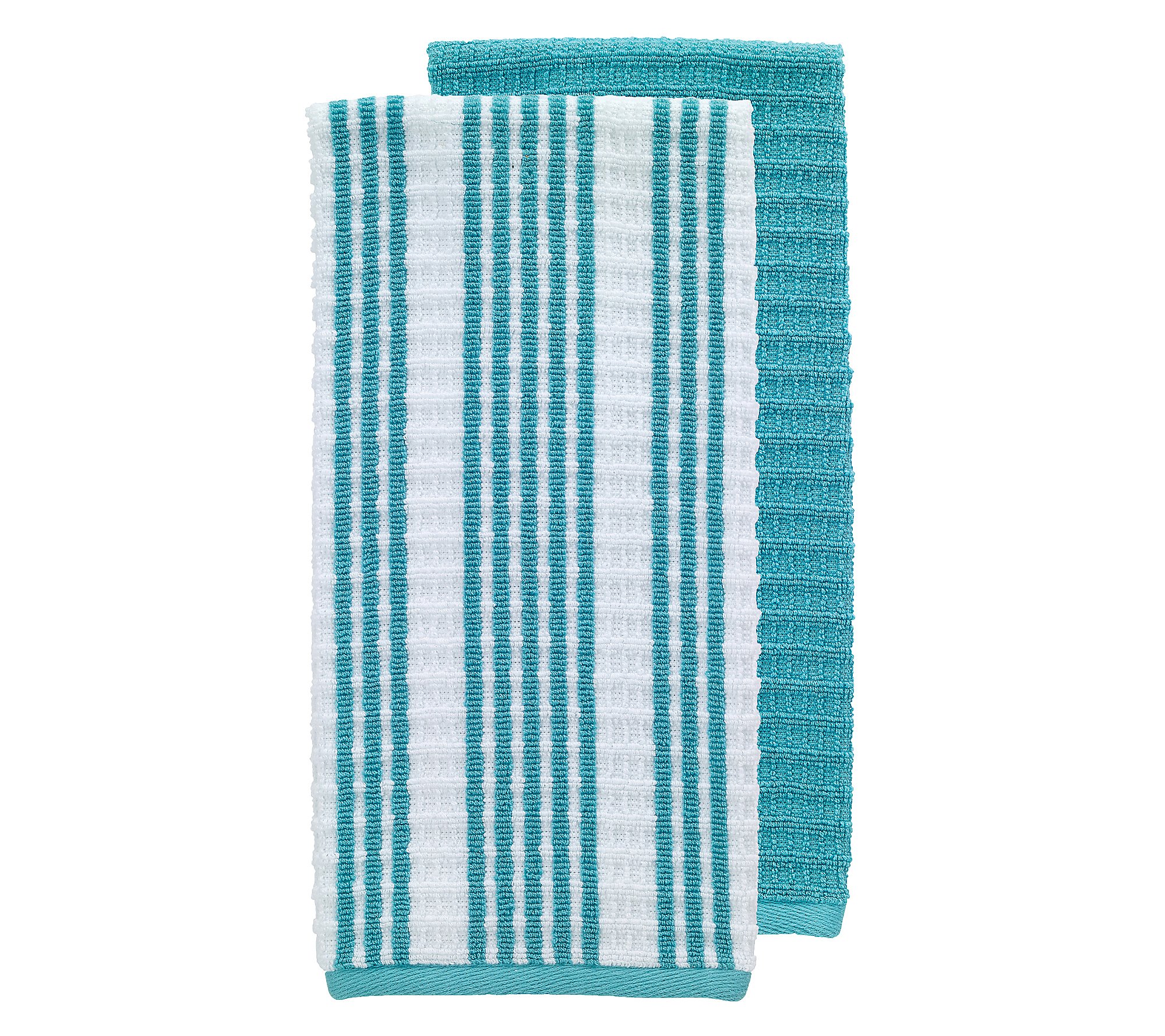 T-fal Two Pack Solid and Stripe Waffle Kitchen Towels
