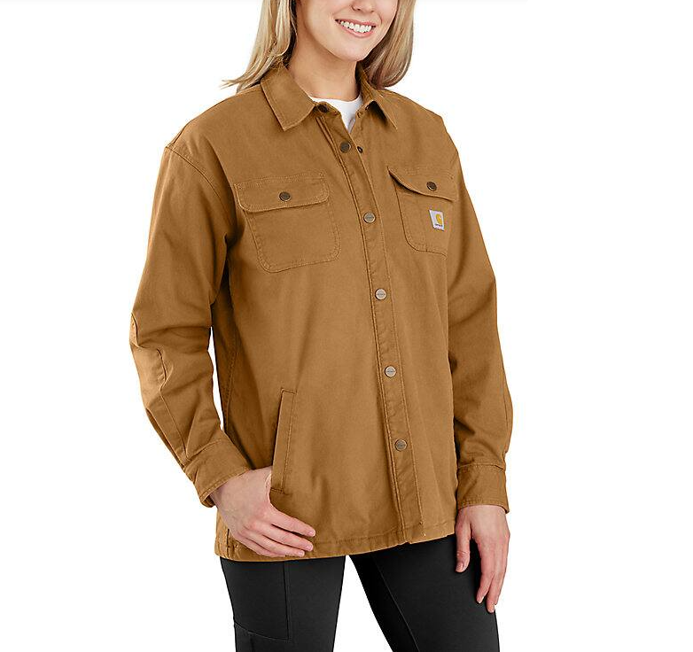 Carhartt Women's Rugged Flex® Loose Fit Canvas Fleece Lined Shirt Jac