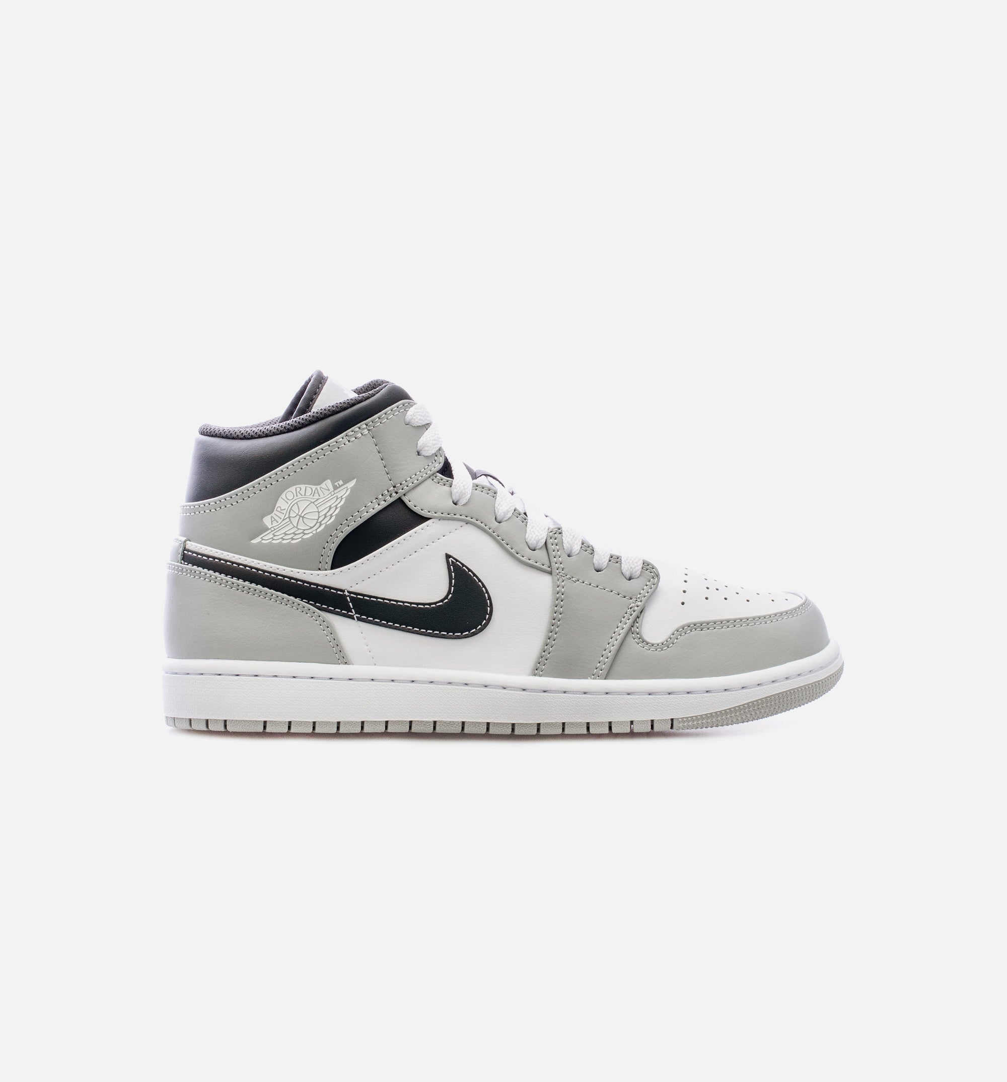 Air Jordan 1 Mid Light Smoke Grey Mens Lifestyle Shoe - Grey/White Limit One Per Customer