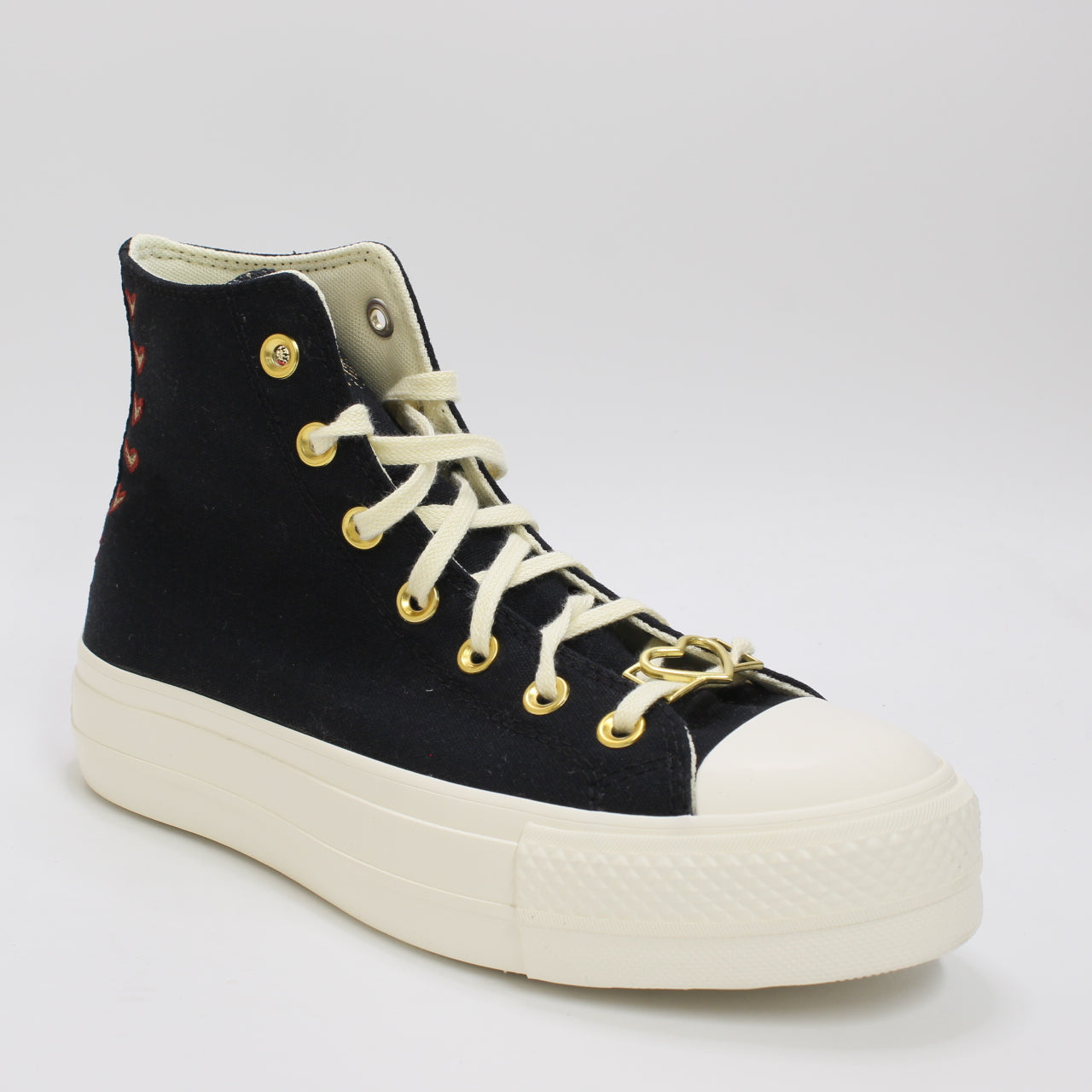 Womens Converse All Star Lift Hi Black Egret Back Ally Brick