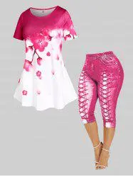 Sakura Blossom Swing Top and Leggings Plus Size Summer Outfit