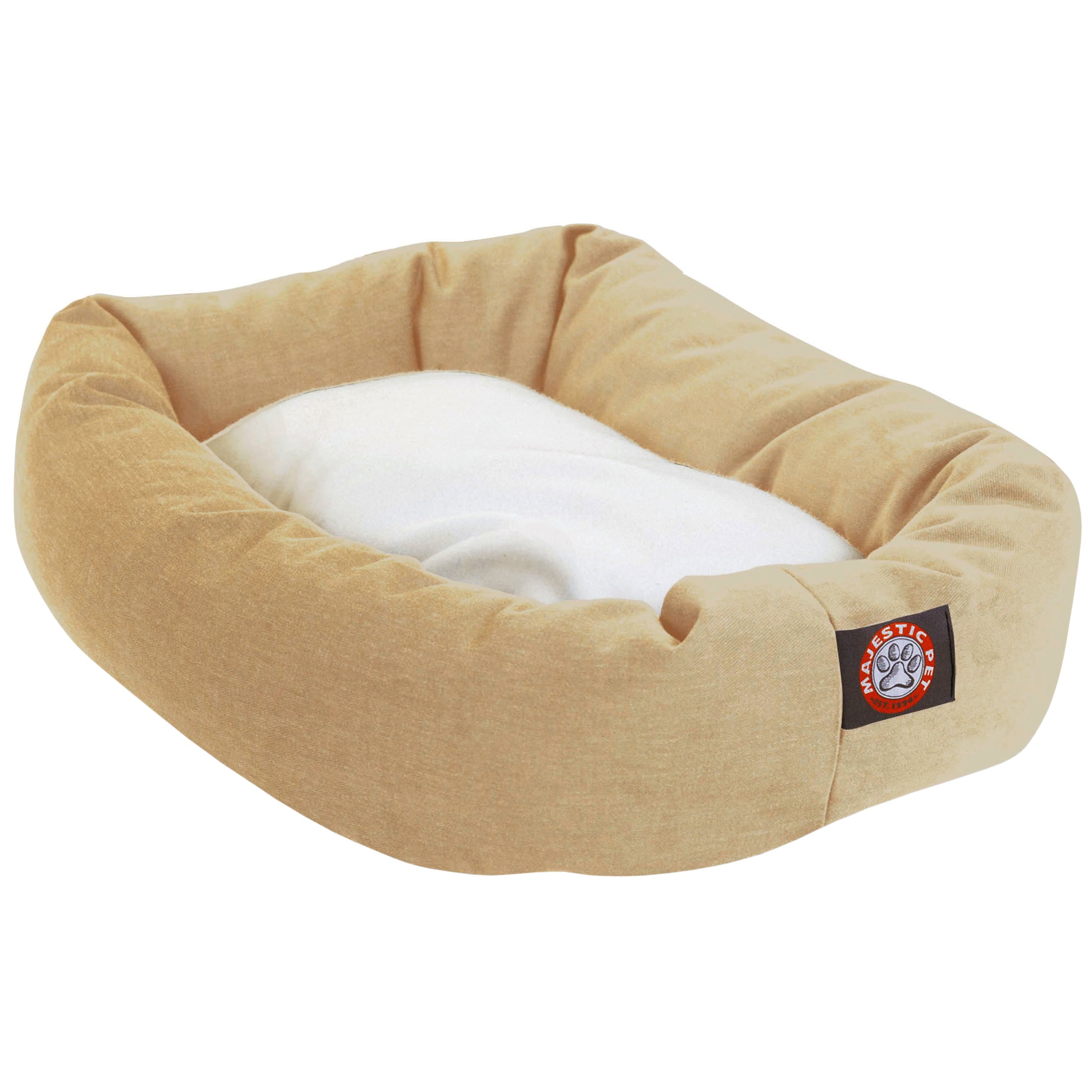 Majestic Pet | Poly/Cotton Sherpa Bagel Pet Bed For Dogs， Khaki， Small