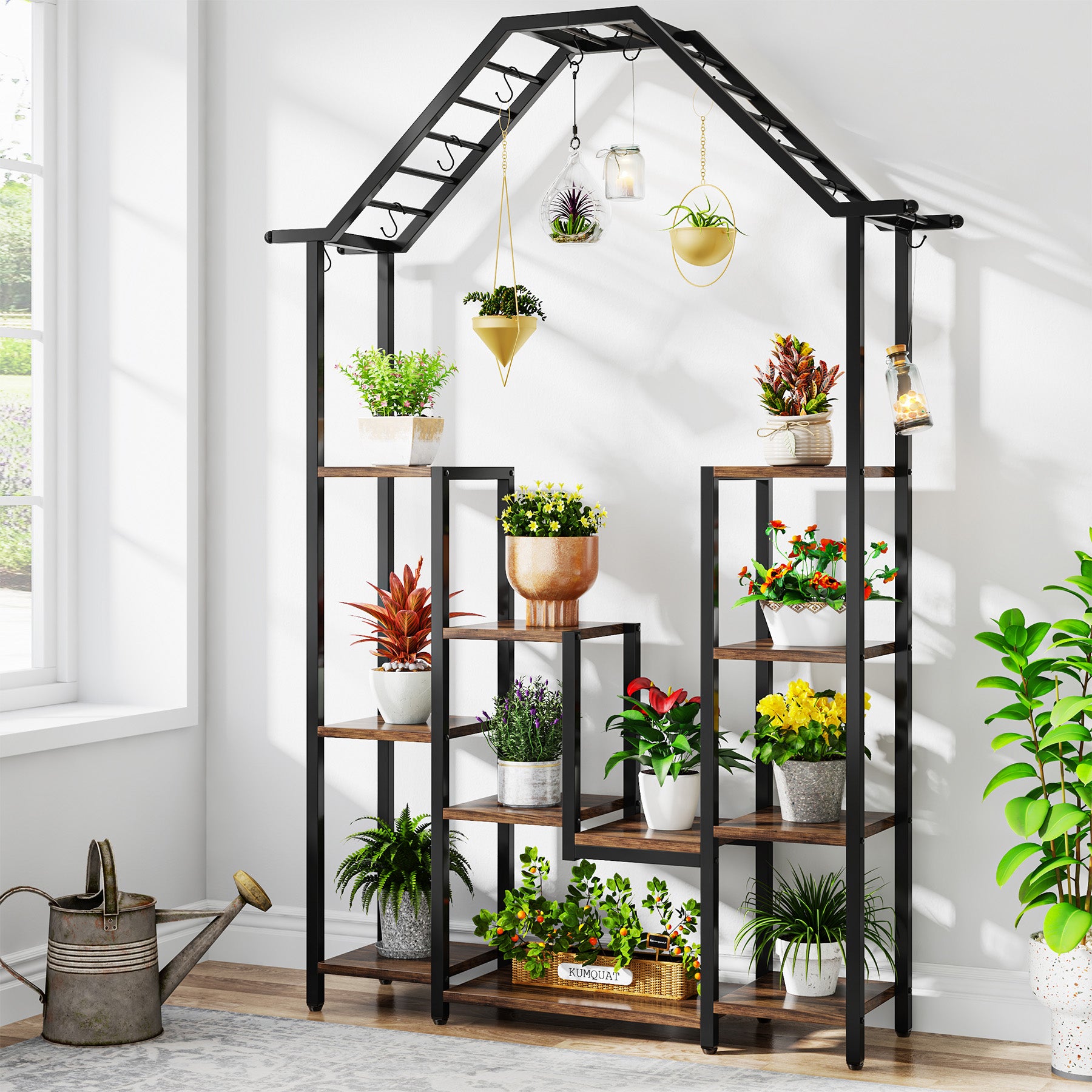 11-Tier Plant Stand with 10 S-Hooks, 71.3