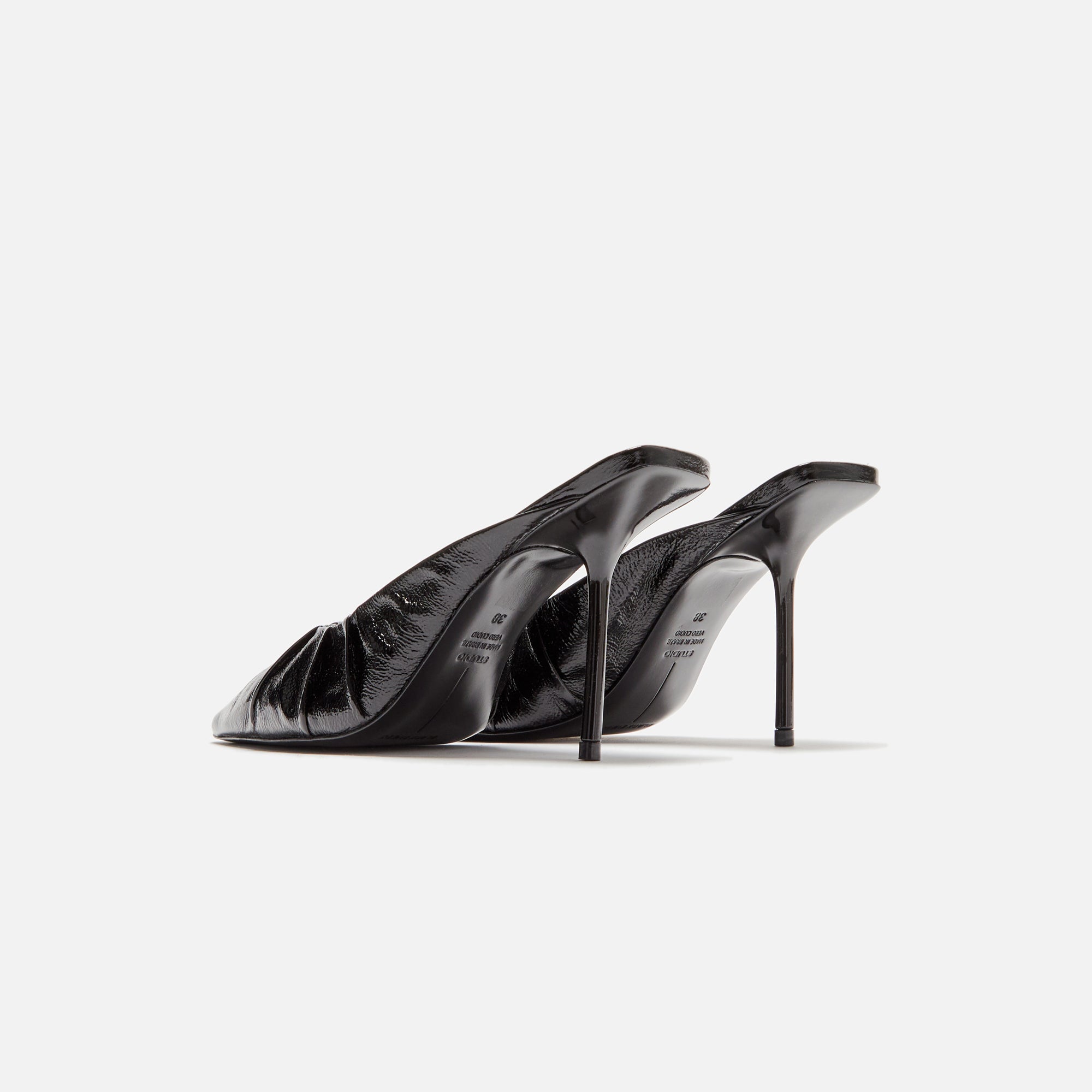 Black Suede Studio Piazza Mule - Black Patent Leather