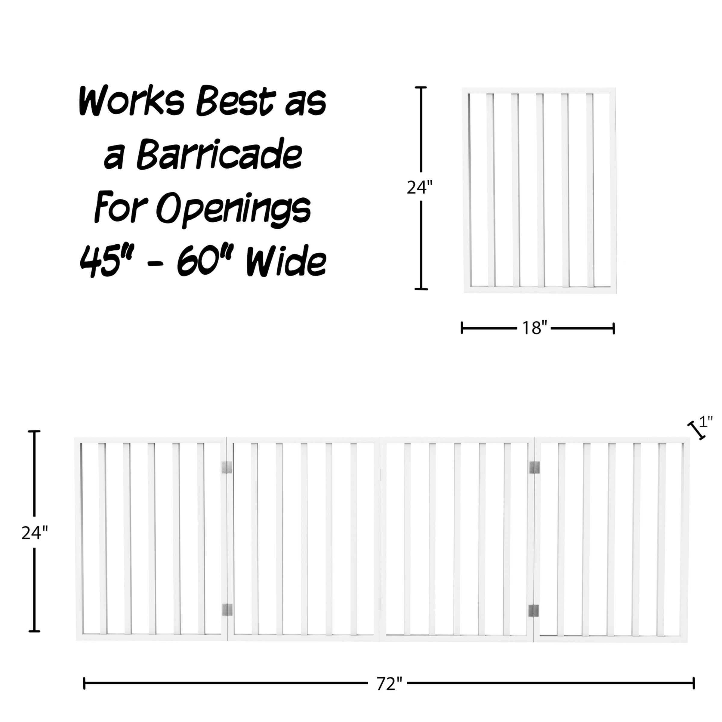 Pet Gate – Dog Gate for Doorways， Stairs or House – Freestanding， Folding， Accordion Style， Wooden Indoor Dog Fence by Petmaker (4 Panel， White)