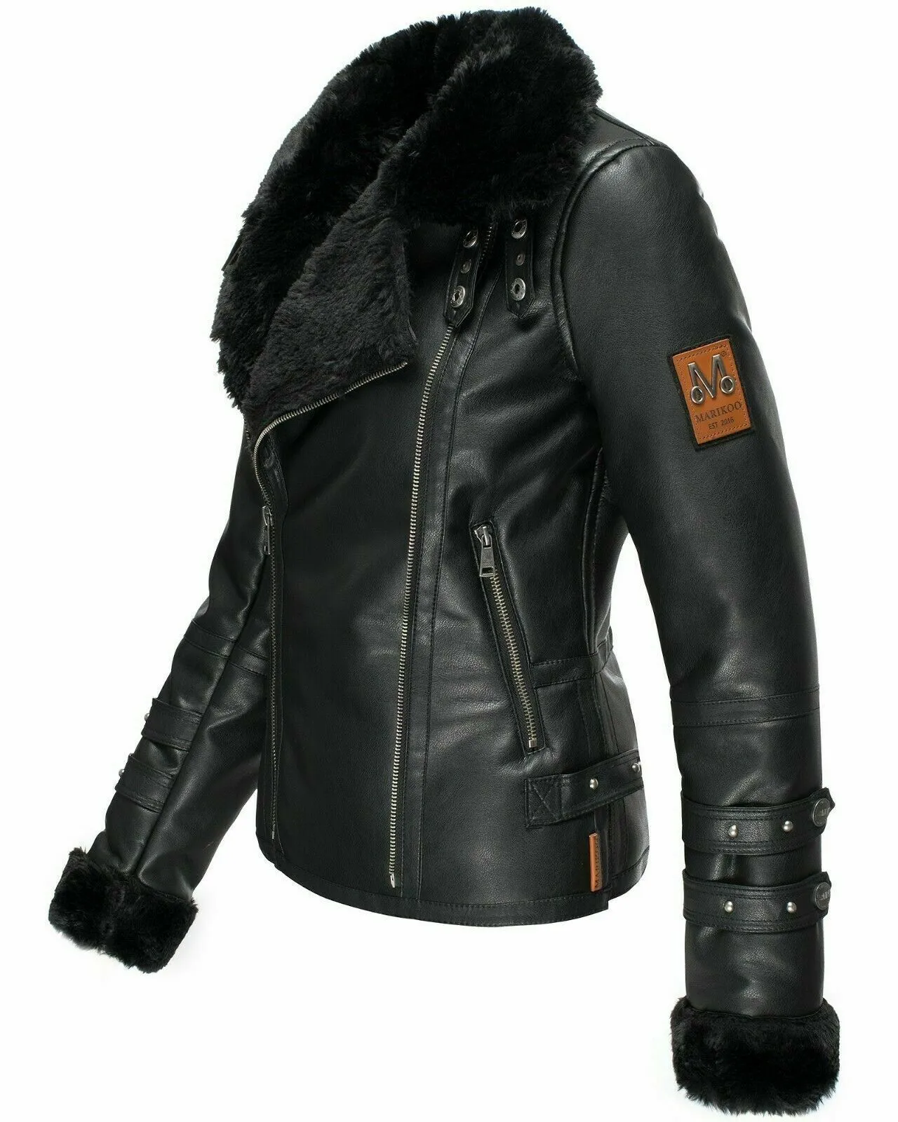Women's fall/winter jacket with faux leather lining motorcycle jacket