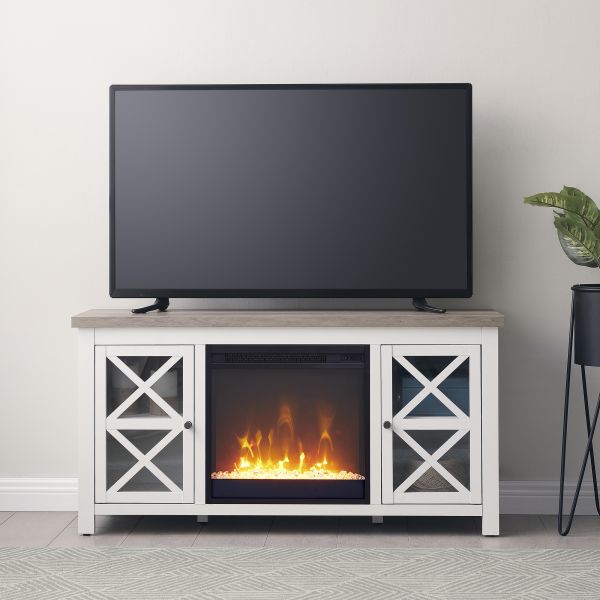 Colton Rectangular TV Stand with Crystal Fireplace for TV's up to 55