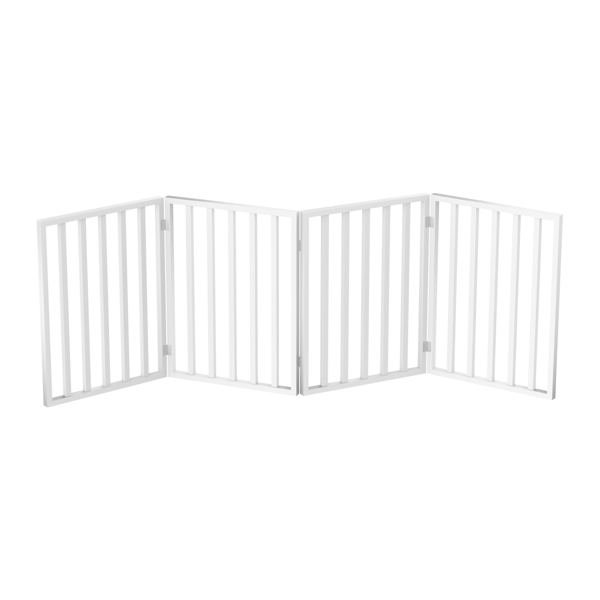 Pet Gate – Dog Gate for Doorways， Stairs or House – Freestanding， Folding， Accordion Style， Wooden Indoor Dog Fence by Petmaker (4 Panel， White)