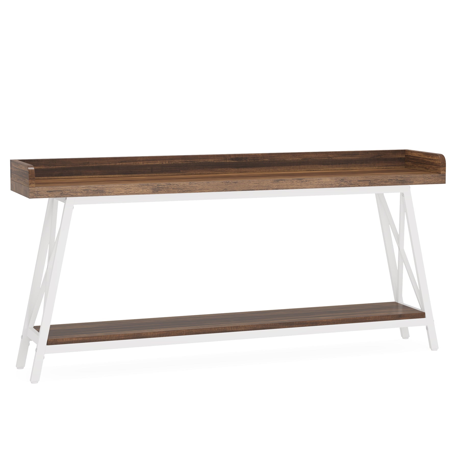 Industrial Console Table, 2-Tier Narrow Sofa Table Behind Couch