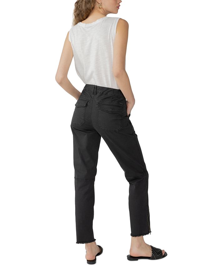Women's Solid Peace Maker Frayed-Cuff Ankle Pants