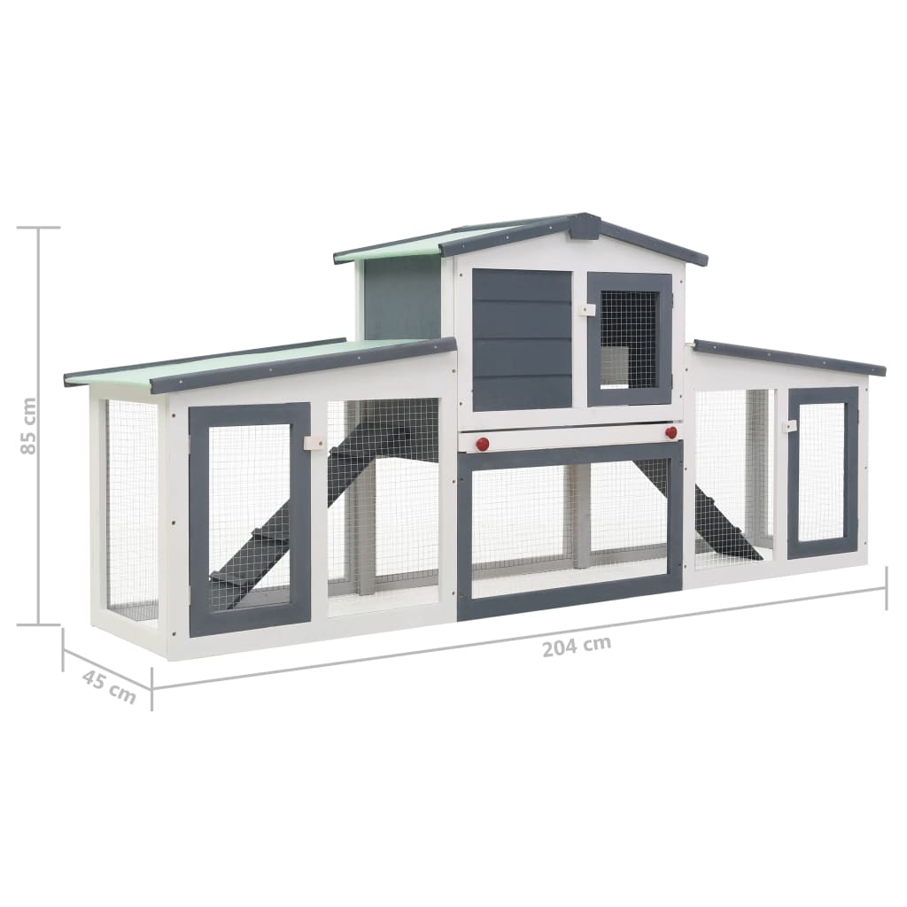 Rabbit Hutch Outdoor Inlife Large Rabbit House Gray and White 80.3