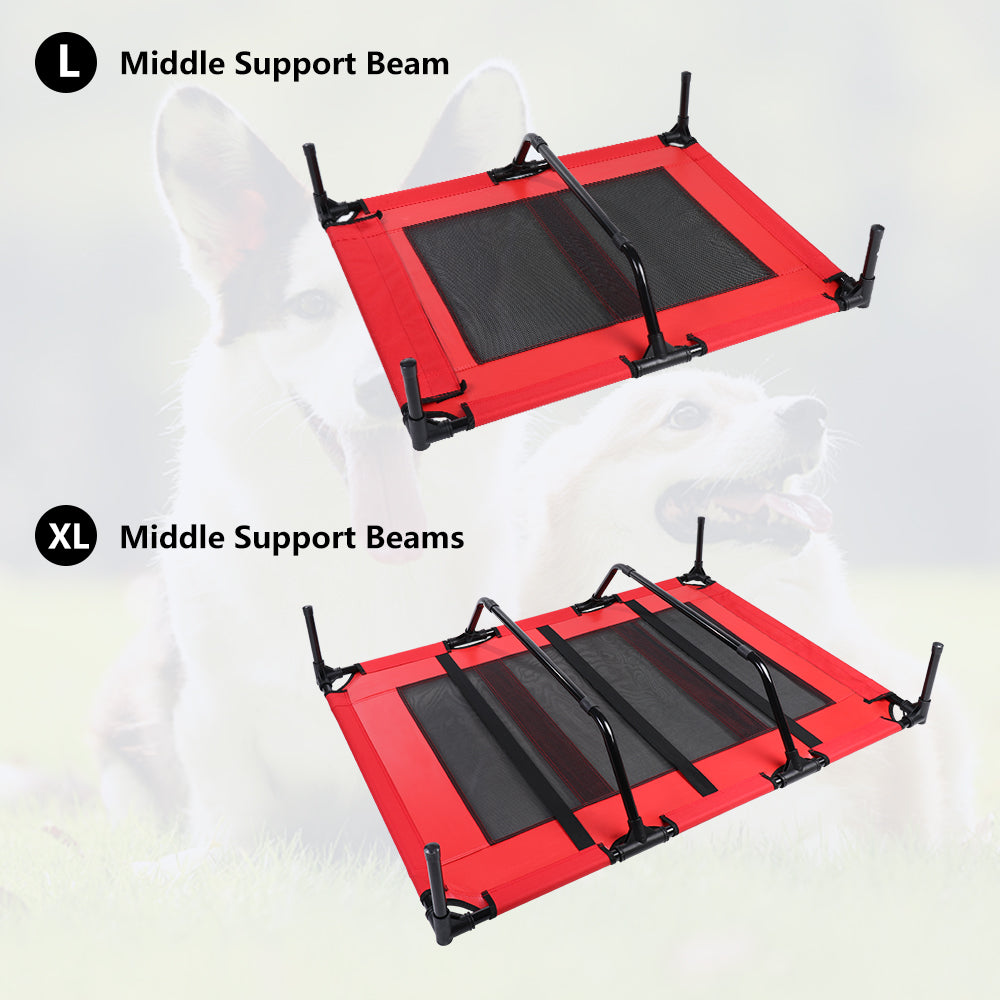 SMONTER Elevated Dog Bed with Canopy， Outdoor Pet Cot with Removable Canopy Shade， Portable Raised Dog Bed with Stable Frame and Breathable Mesh for Small， Medium， Large Dogs， Extra Large， Red