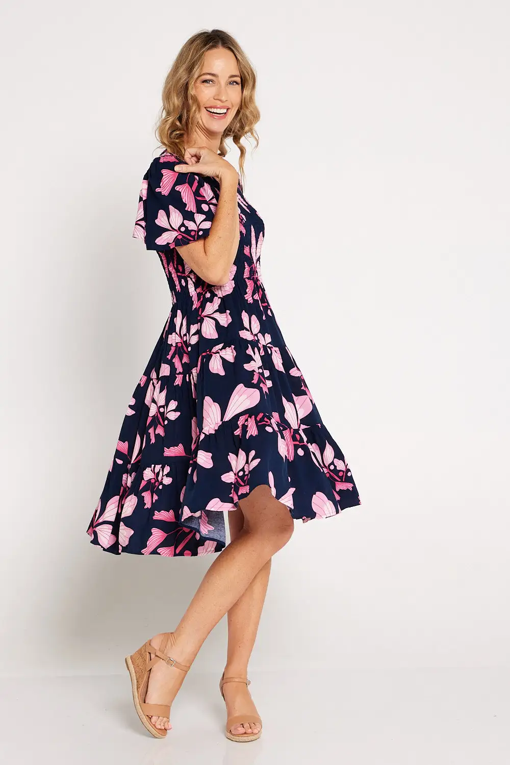 Karissa Dress - Navy Pink