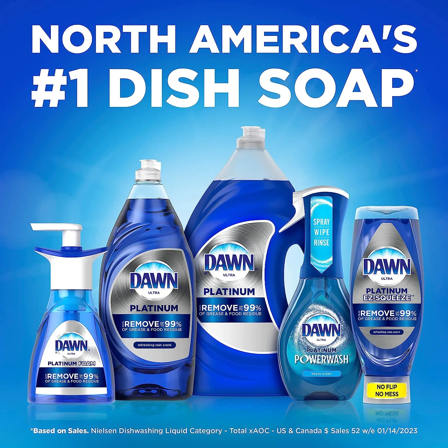 Dish Spray, Dish Soap, Fresh Scent Bundle, 1 Spray (16oz) + 3 Refills (16oz each)(Pack of 4)