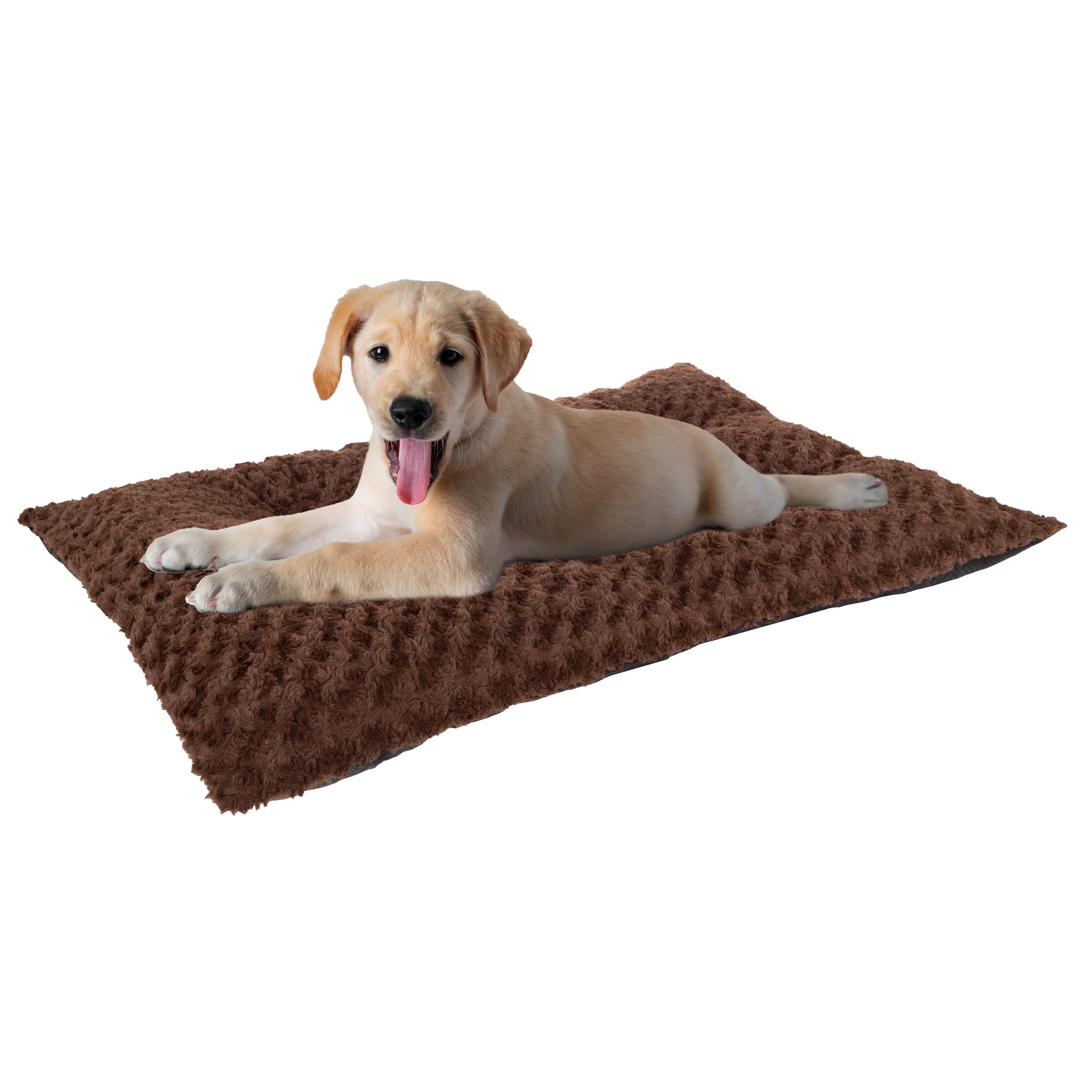 Pet Bed – 32x19 Dog Pillow and Crate Pad with Faux Fur Sleep Surface and Non-Slip Bottom – Machine Washable Dog Bed by PETMAKER (Brown)