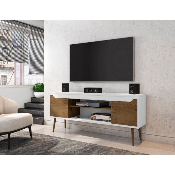 Bradley 62.99 TV Stand White and Rustic Brown
