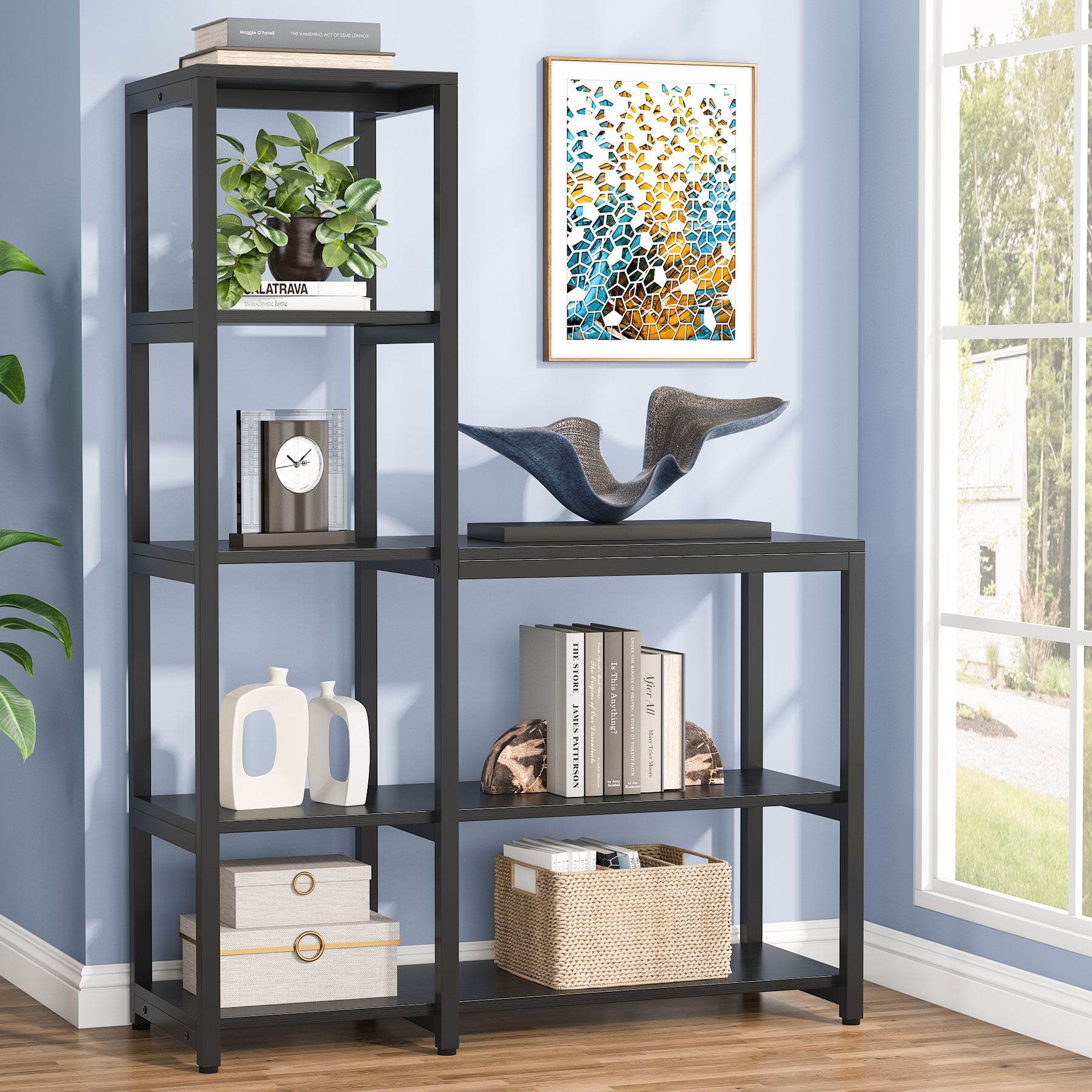 Ladder Bookshelf, 5-Tier Etagere Bookcase Display Rack for Home Office