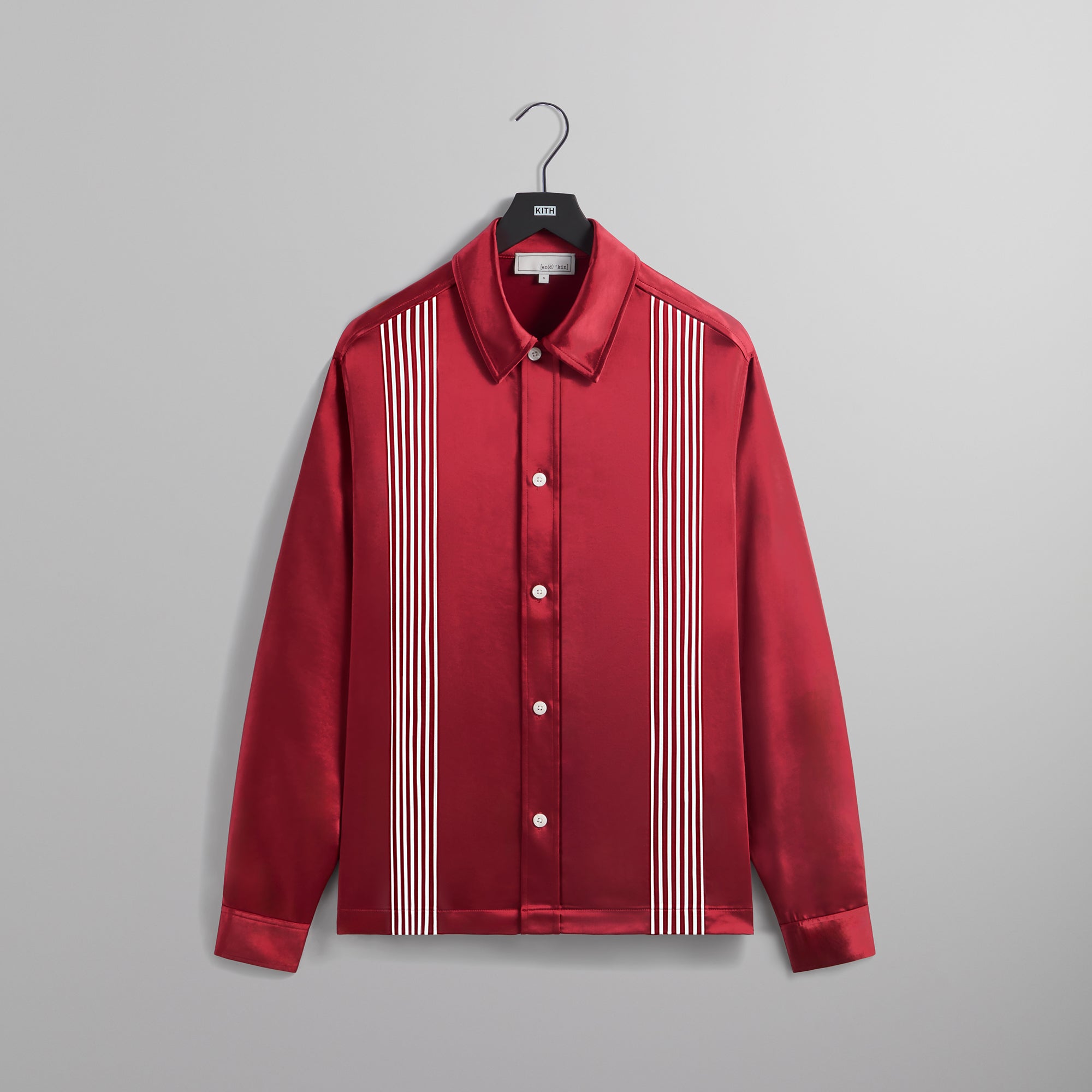 &Kin Stripe Combo Long Sleeve Boxy Collared Overshirt - Bitters