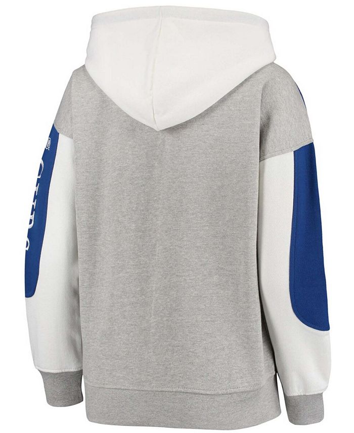Women's Royal and Heathered Gray Chicago Cubs Rugby Pullover Hoodie
