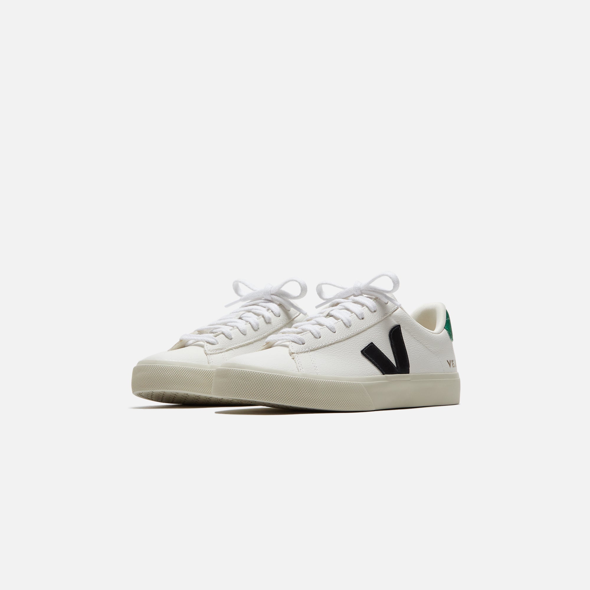 Veja Campo Chromefree Leather - Extra White / Black Emeraude / Green