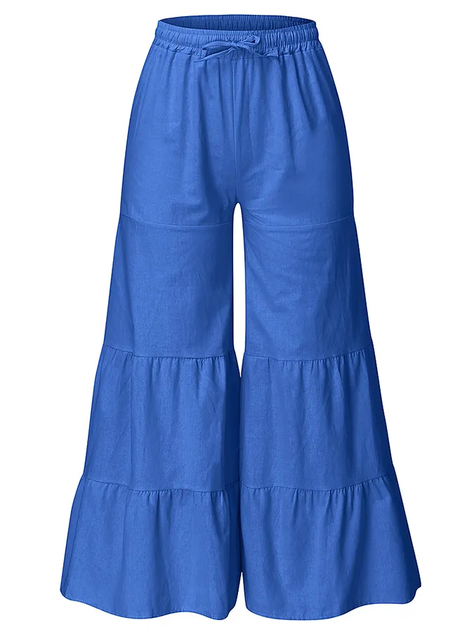 women's cotton linen loose wide leg pants
