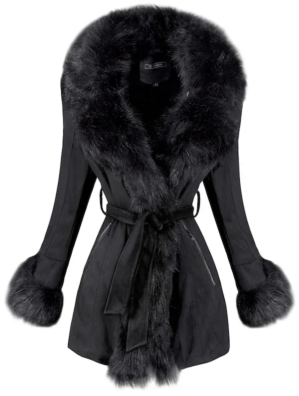ELEGANT COAT NETASHA black with faux fur
