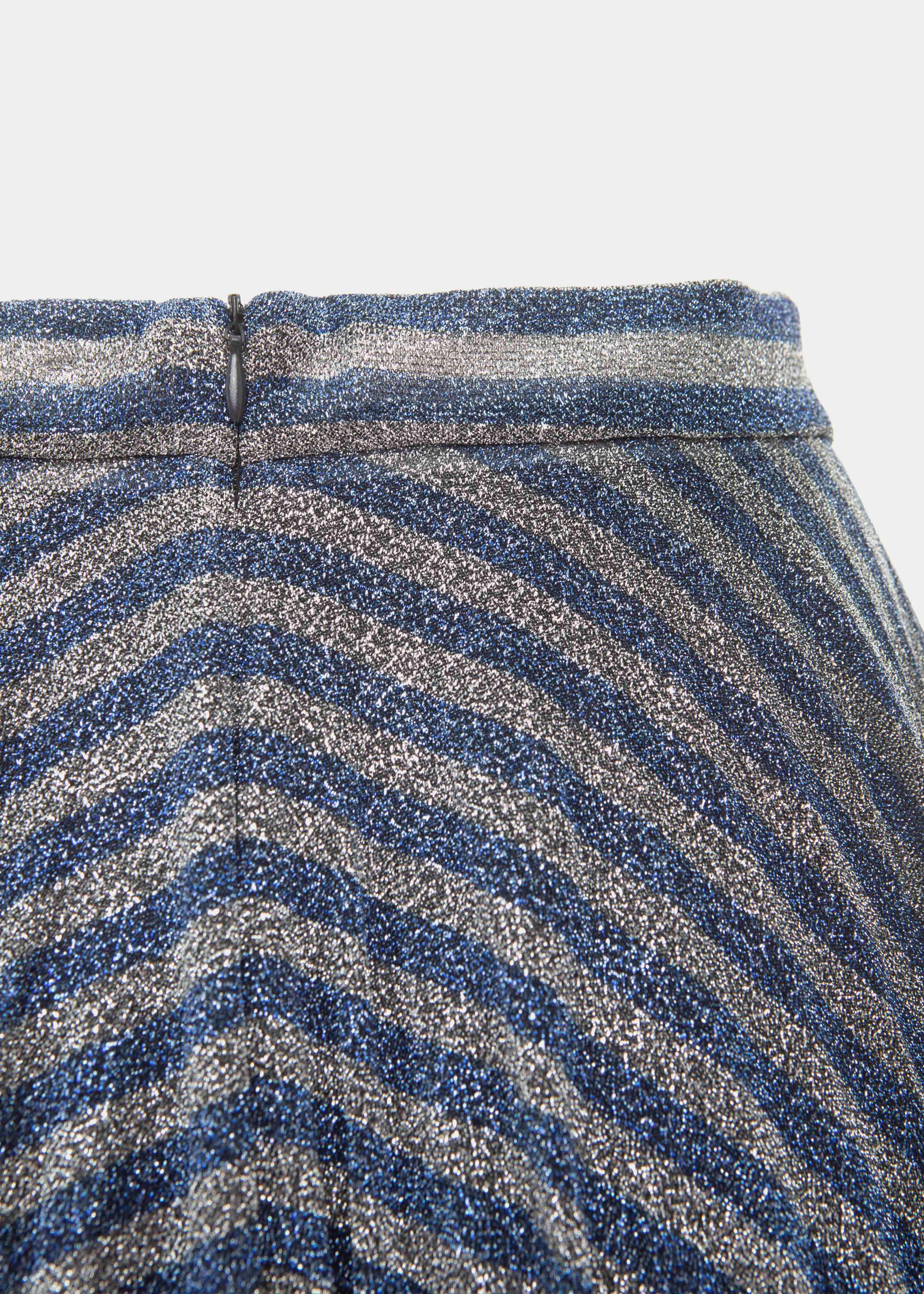 Gonna plissé lurex argento blu