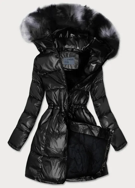Metallic winter ladies black jacket