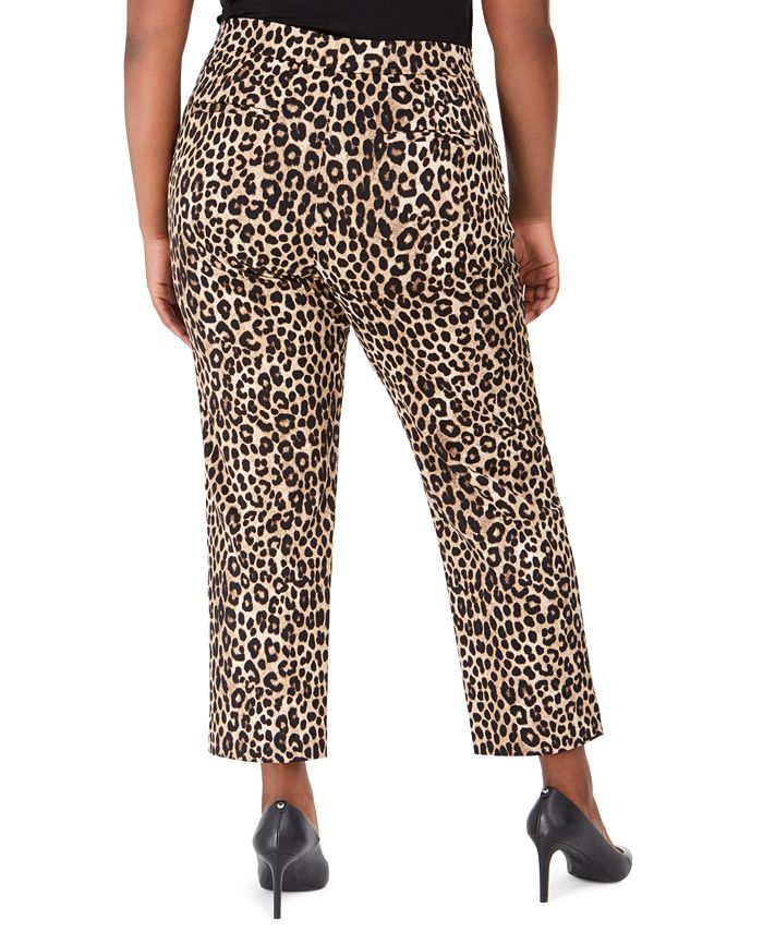 Plus Size Leopard Print Pull-On Pants