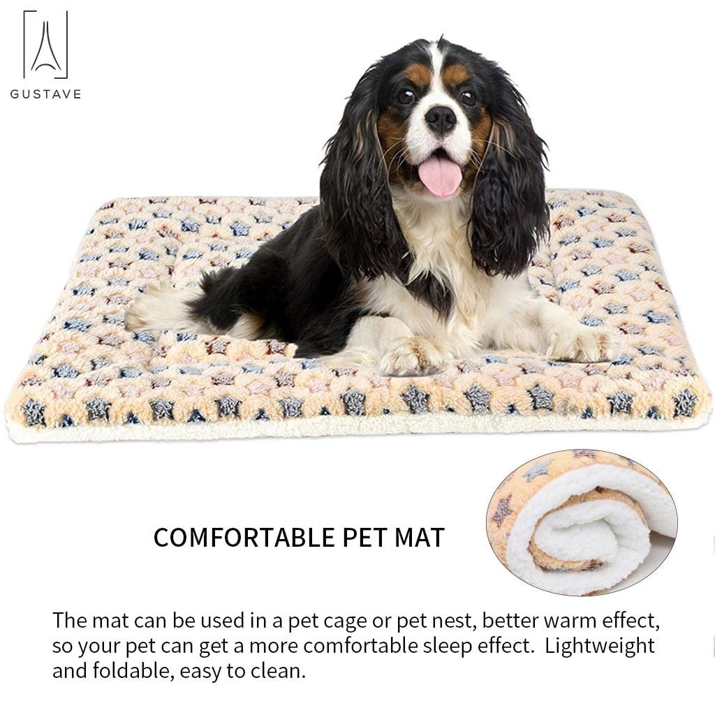 GustaveDesign Large Dog Pet Sleep Mat Soft Warm Reversible Fleece Crate Bed Mat Kennel Pad Cage Cushion for Large Small Medium Dog Cat 