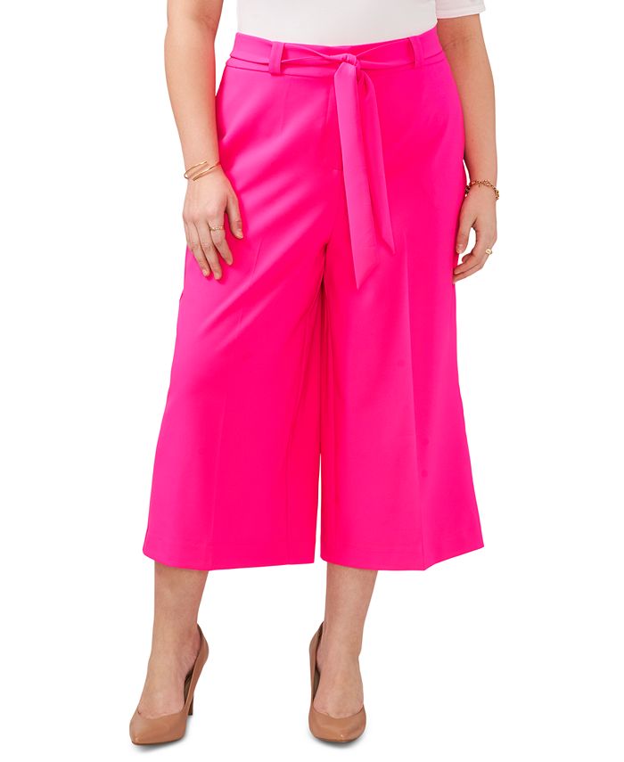 Plus Size Belted Wide-Leg Cropped Culottes