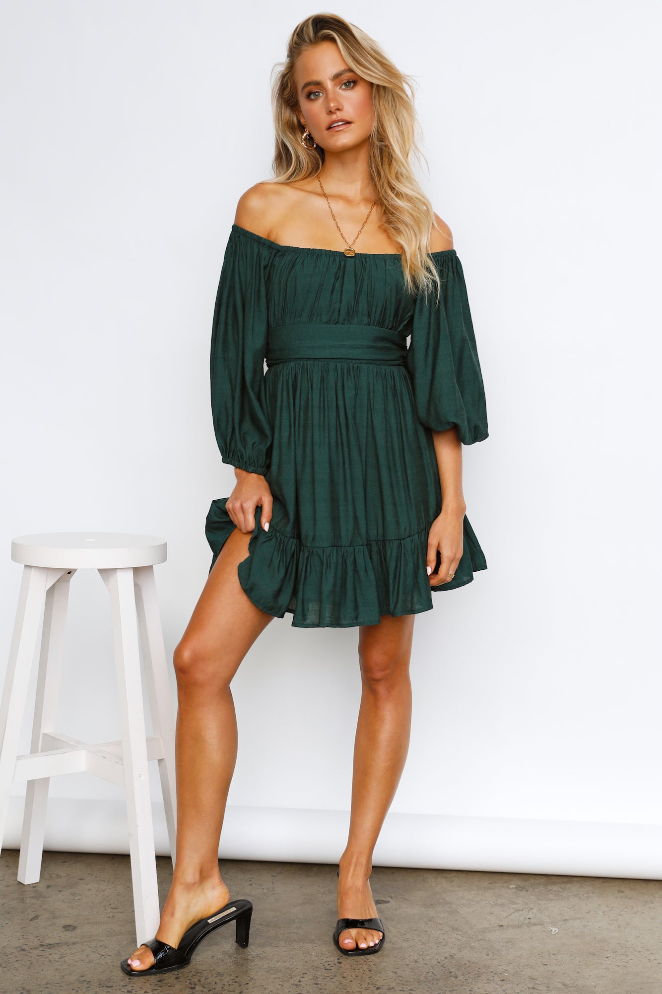 Composed Moment Dress Forest Green
