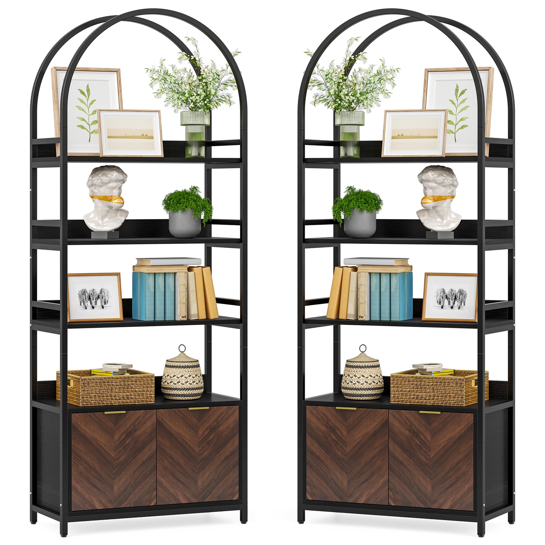 4-Tier Bookshelf with Cabinet, 75.9