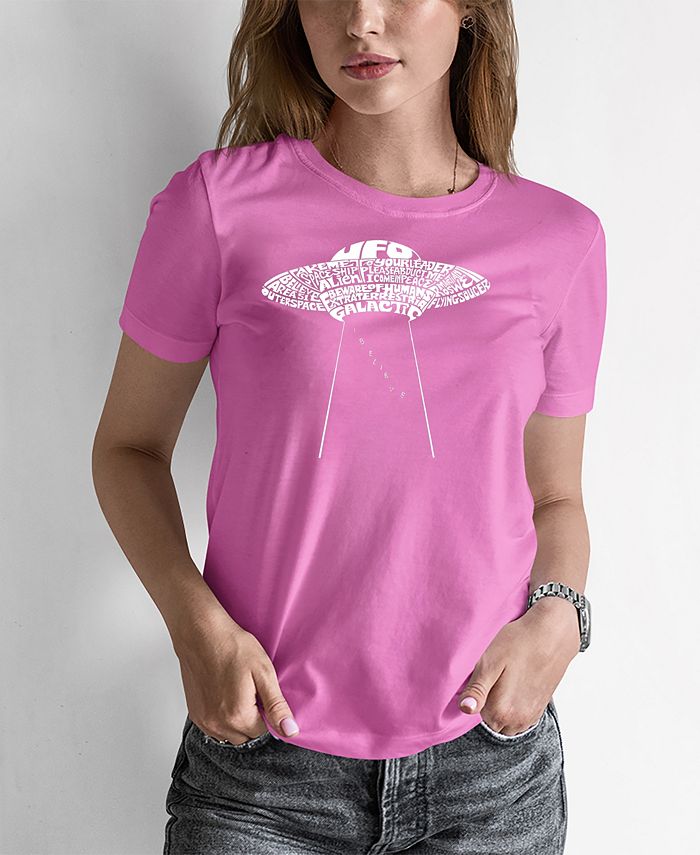 Women's Word Art Flying Saucer UFO T-Shirt