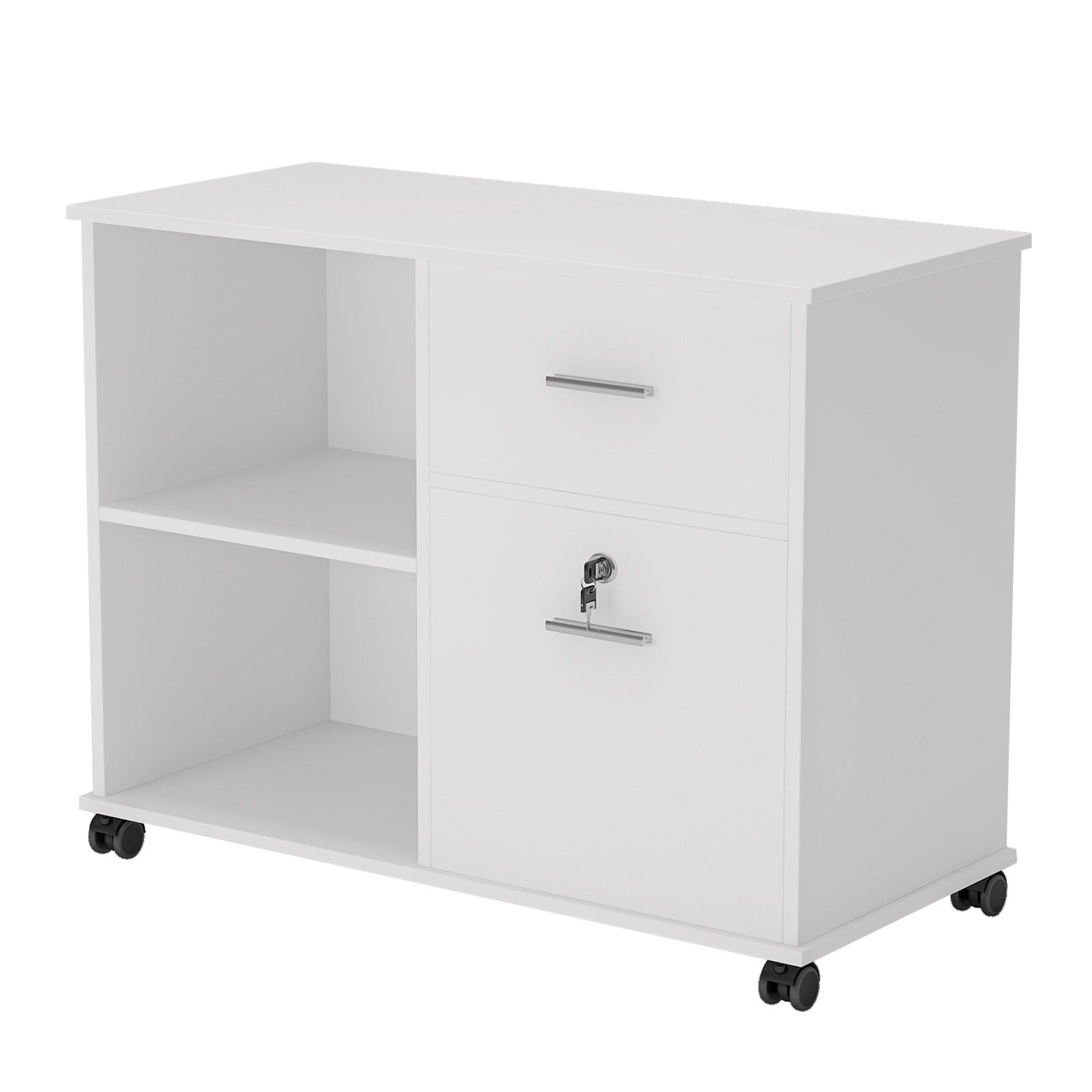 File Cabinet, 2 Drawer Mobile Printer Stand with Lock