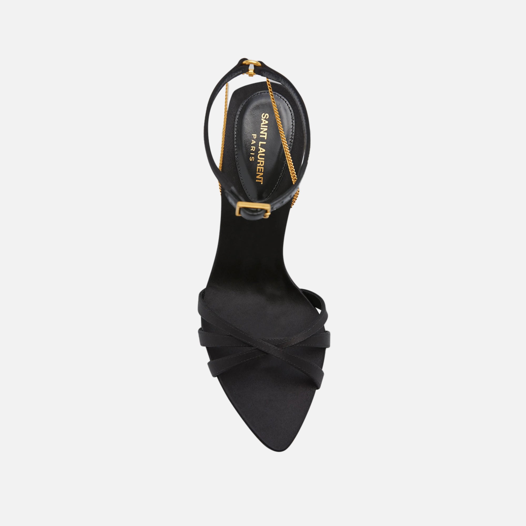 Saint Laurent Melody Sandal Chain Crepe Satin - Black