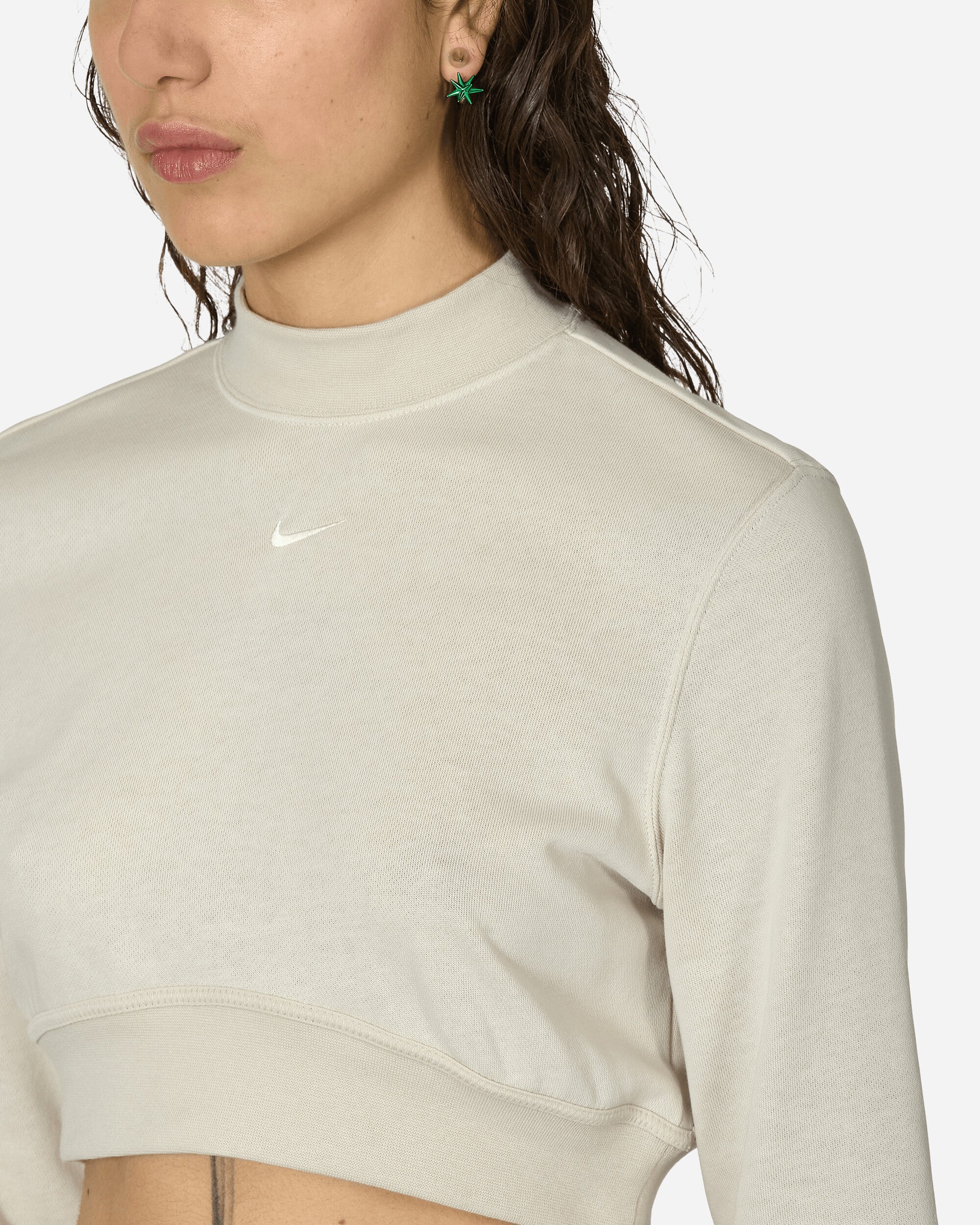 Crewneck Cropped French Terry Top Light Orewood Brown