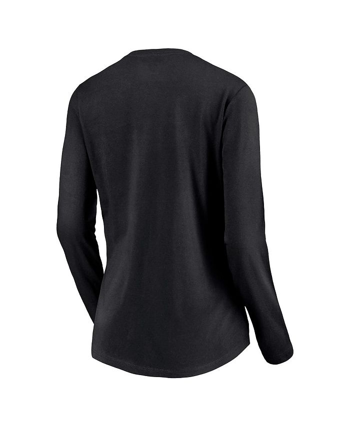 Women's Branded Black Groovy V-Neck Long Sleeve T-shirt