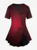 Golden Rose Print Ombre Tee and Leggings Plus Size Matching Set Outfit