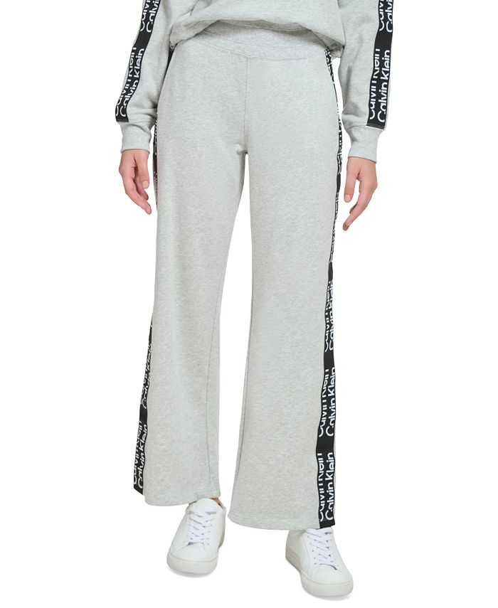 Calvin Klein Women's Performance Logo-Tape Wide-Leg Pants