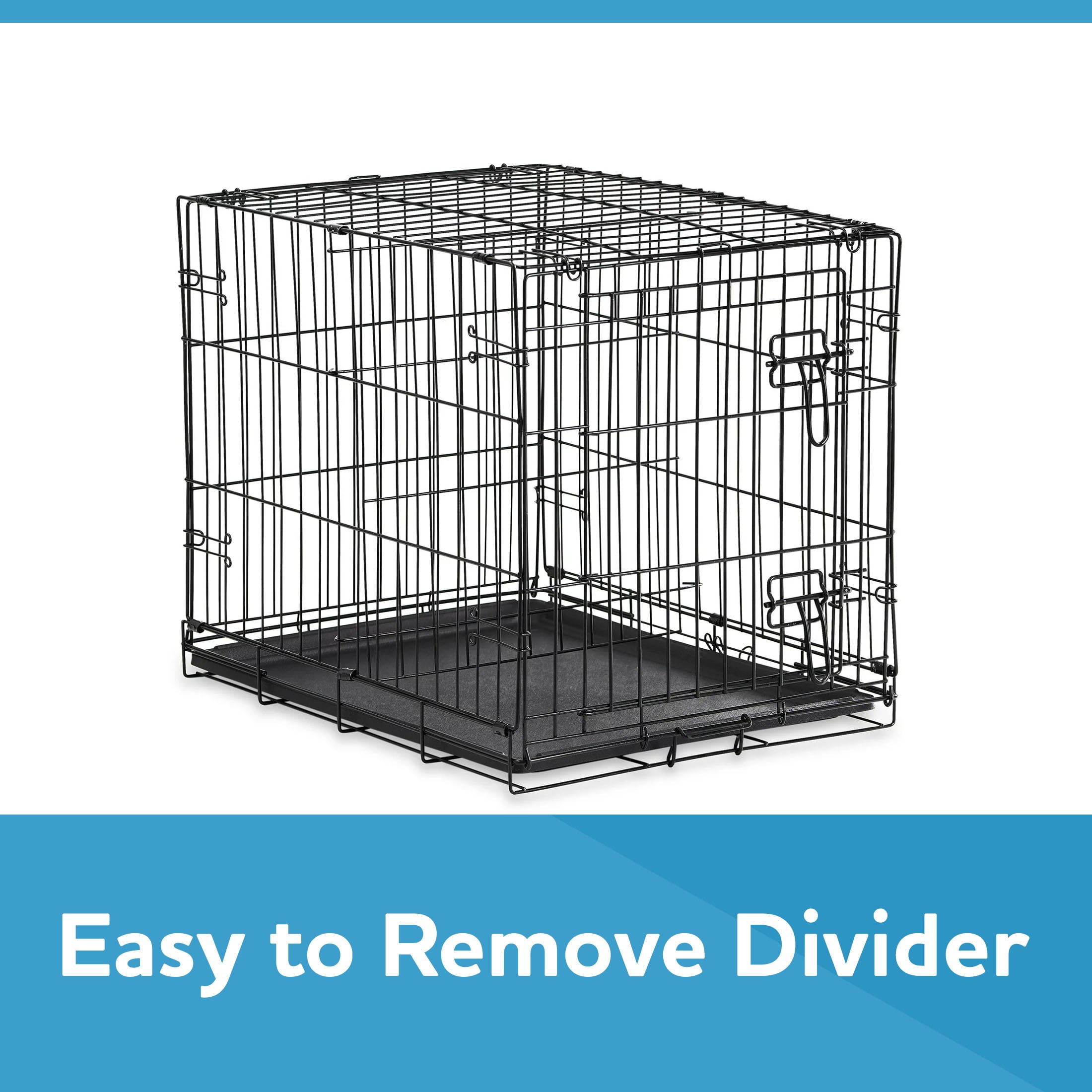 generic Double-Door Foldable Metal Wire Dog Crate with Divider and Tray， X-Large， 42