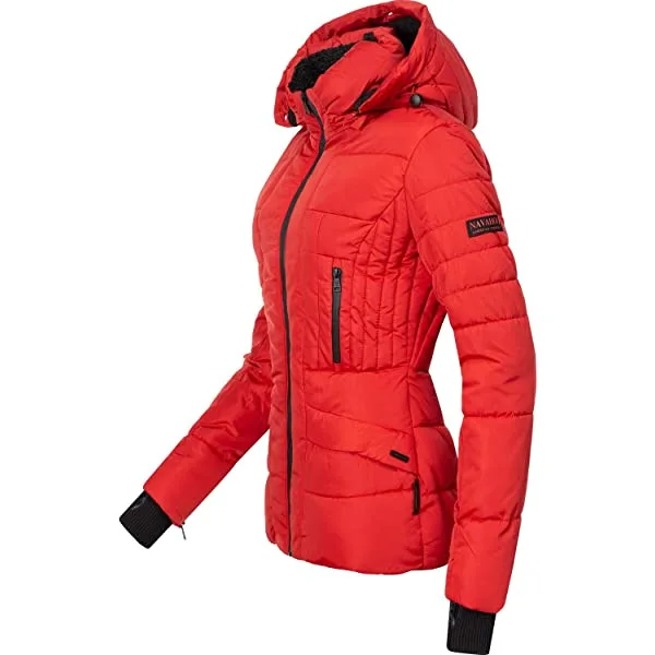 Ladies winter jacket with black faux fur hood