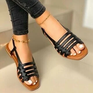 🔥🔥Women's Flat Sandals Summer Hollow Out Sandals Open Toe Casual Beach Ladies Shoes