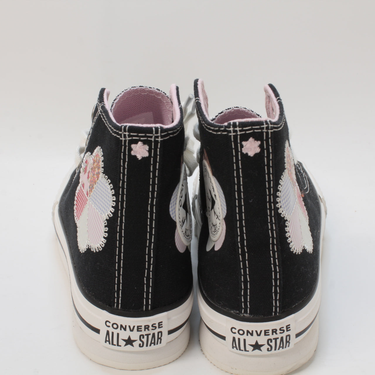 Odd Sizes - Kids Converse All Star Eva Lift Hi Youth Black Sunrise Pink Vintage White - UK Sizes Right 13 youth/Left 12 youth