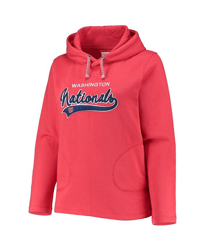 Women's Red Washington Nationals Plus Size Side Split Pullover Hoodie