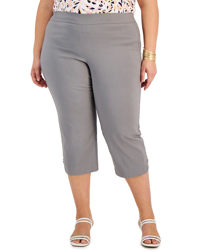Plus Size Lattice-Hem Capri Pants， Created for Macy's