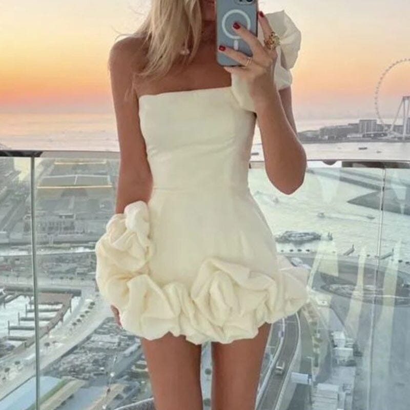 Elegant Flower Edge Mini Dress